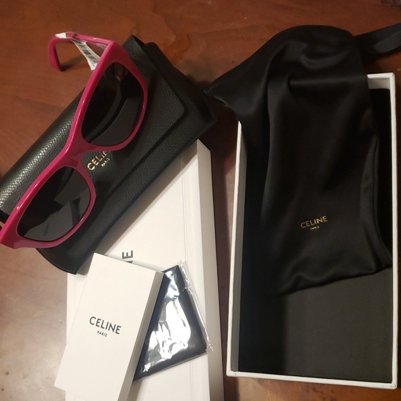 NWT CELINE MONOCHROMS SQUARE HOT PINK SUNGLASSES 🕶 - Picture 10 of 12